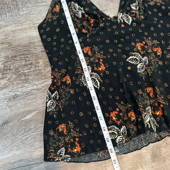 Free People Intimately Black Floral Tie Strap Tank Top Indie Sleaze Festival M - Picture 8 of 8